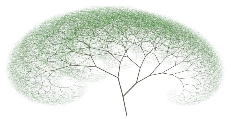 The illustration of a fractal tree